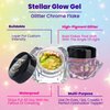 Blossom x babyleska Stellar Glow Gel Chrome Flake Eyeshadow Flake Multichrome Color Gradient Shiny Eye Shadow Topper Multi-Tone High Shine Finish Metallic Glitter Shimmer, 2pk, Supernova/Shooting Star