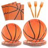 XIENBLOC 96Pcs Basketball Plates Napkins Basketball Birthday Party Supplies Basketball Paper Disposable Tableware Set Forks Sport Birthday Party Dinnerware Kits Serve 24 Guests