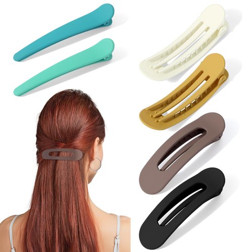 Tyqour Flat Hair Clips for Thin Thick Hair 4pcs Flat Clips for Hair 2pcs Duck Bill Clips, Flat Cl...