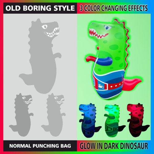 Light-Up Inflatable Dinosaur Punching Bag with Roar Sound - Dinosaur Toys for Kids 2-3-5-7 Years Old, 47” Bop Bag with Instant Bounce Back- Toddlers Boxing Bag Toy (3 AAA Batteries Required)