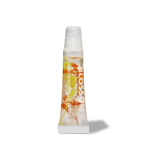 Blossom Flower Lip Gloss, High Shine Lip Gel, Scented, Thick Moisturizing Clear Lip Gloss Tubes with Nourishing Jojoba Seed Oil, Infused with Real Flowers, 0.3oz, Mango