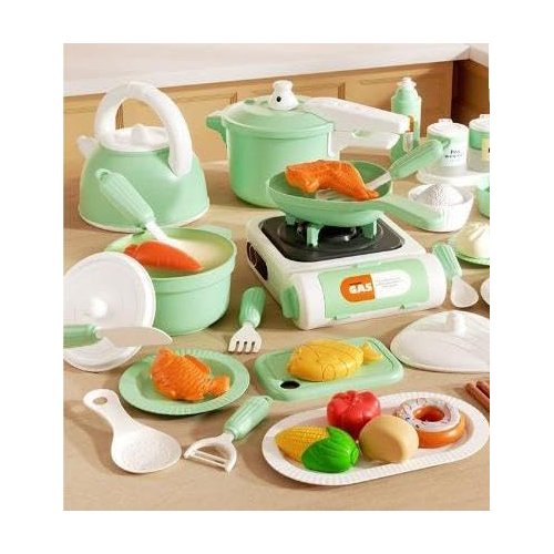 Kitchen Playset Accessories,Play Kitchen Pots and Pans, Play Food Set for Kids, Toddler Cooking Set for Boys and Girls Aged 3 4 5 6