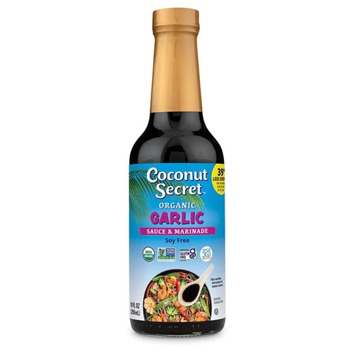COCONUT SECRET Aminos Garlic Sauce, Low Sodium Soy & Glycemic, Gluten Free, Organic, Vegan, Non-GMO - 60 Total Servings, 10 Fl Oz