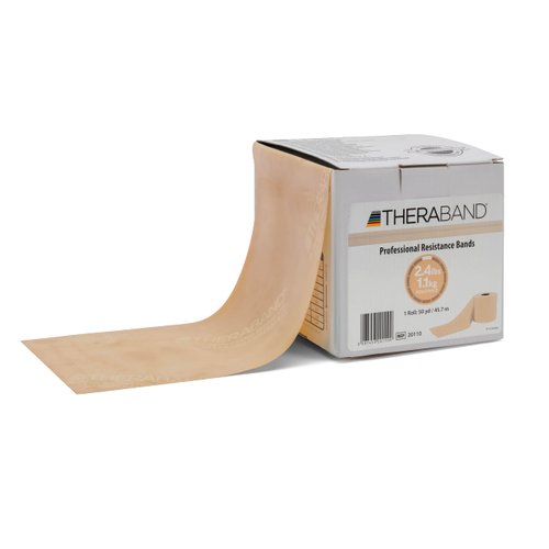 THERABAND Resistance Bands, 50 Yard Roll Professional Latex Elastic Band For Upper & Lower Body & Core Exercise, Physical Therapy, Pilates, At-Home Workouts, & Rehab, Tan, Extra Thin, Level 1