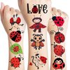 96 PCS Ladybug Temporary Tattoos Sticker Bug Birthday Party Decorations Supplies Favors Celebration Gifts for Girls Boys Baby Showers Prizes Cute Beetle Tattoo School Reward Themed
