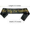 NAUXIUDSJS 21st Birthday Sash, Birthday Sash for Girls,Birthday Princess 21st Birthday Gifts Decorations for Happy 21st Birthday Party Favor Supplies,Black Gold