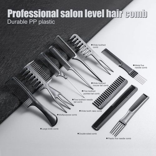 Oneleaf Styling Hair Comb 10PCS Hair Stylists Professional Styling Comb Set Variety Pack Great for All Hair Types & Styles
