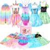 HAMSILY Princess Dress Up Clothes for Little Girls: Princess Costume for Girls Toddler, Unicorn Costume & Mermaid Costume, Girl Toys Age 3 4 5 6 Year Old Girl Birthday Gifts with Cape, Jewelry, etc