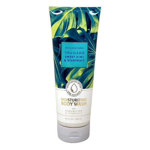 Bath & Body Works Thailand Sweet Kiwi & Starfruit Moisturizing Body Wash and Body Scrub Set with an Aloe Vera Bar Soap - Full Size