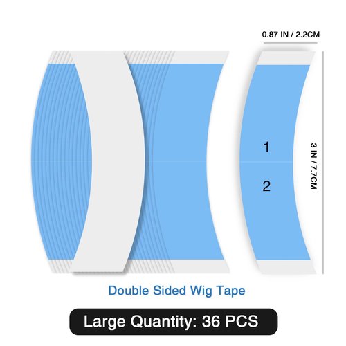 Yunle Lace Front Wig Tape Double Sided Wig Tape for Lace Wigs 36 PCS Strong Adhesive Tape Waterproof Lace Tape for Wigs Toupee Hairpiece Blue 1/2