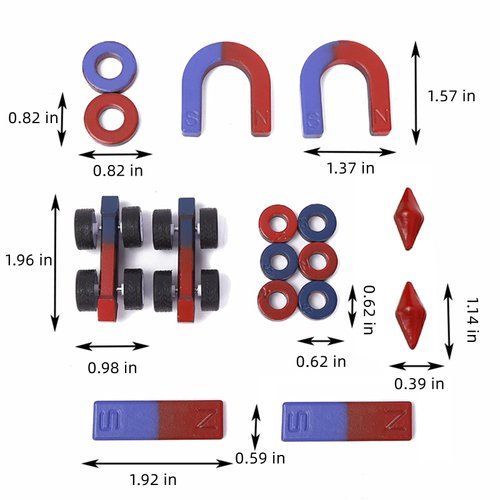 Junior Science Magnetism Set for Experiment Education Kids Magnet Kit School Classroom Science Educational Toys,Including Bar/Ring/Horseshoe Magnets