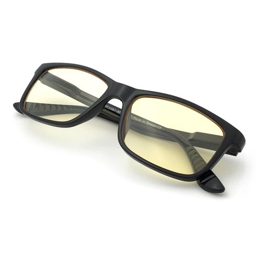 J+S Blue Light Blocking Glasses for Women Men | Anti Eyestrain Headache Glare | Computer (Haka LCD Rectangle | Black Frame)