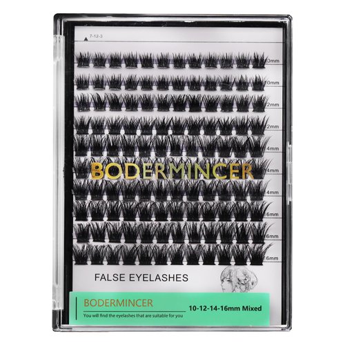 Bodermincer 120 Clusters 8-10-12-14mm Mixed/10-12-14-16mm Mixed Wide Cluster False Eyelash Indivi...