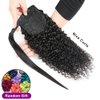 Curly Human Hair Strap Ponytail Extensions, 100% Unprocessed Brazilian Hair Wrap Around Ponytails, Magic Paste with Comb Clip in Kinky Curly Pony Tail (24", Curly Hair)