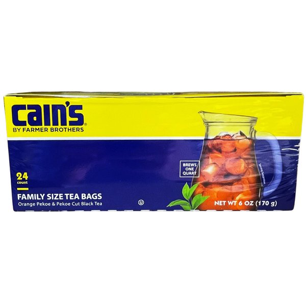 Cain's Orange Pekoe & Pekoe Cut Black Tea Quart Size Tea Bags, 24 Count