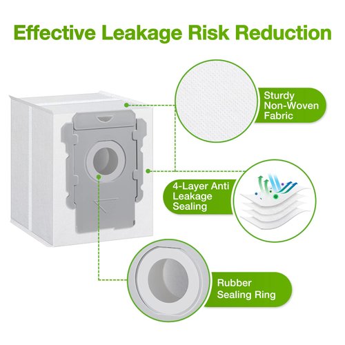 Rowhalf 12 Pack Vacuum Bags, Effective Dust Filtration, Compatible with iRobot Roomba i & s & j Series, Replacement for i3+, i4+, i6+, i7, i7+(7550) j7, j7+i8+, s9+ Automatic Dirt Disposal Bags