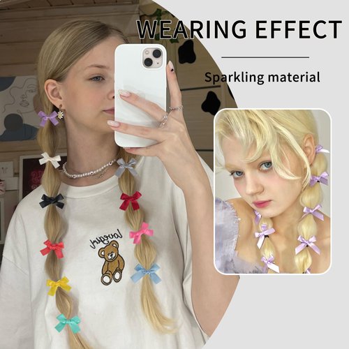 FAEBATY 60Pcs Mini Bow Hair Clips Bow Ribbons for Girls Sweet Bow Hair Clips Bows Hair Ribbon Alligator Clips Small Bow Hair Clips Barrettes Bowknot Hair Accessories Little Bows for Kids Hair