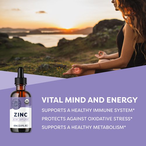 Vimergy Organic Zinc Supplements for Women & Men (7.5mg Liquid Zinc Per Serving) Fast-Absorbing Immune Support, Promotes Healthy Bones & Skin, USDA Certified Organic, Vegan, Up to 27 Servings (55 mL)