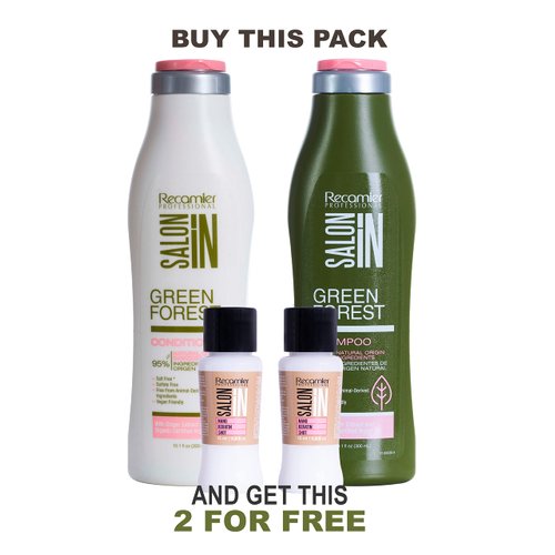 Recamier Professional Salon In Hair Care Treatment Set Organic Shampoo and Conditioner Sulfate Free 10.1 OZ + 2 Nano Keratin Shots