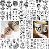 GOROMON 52 Sheets Skull Tiger Lion Temporary Tattoos For Women Neck Kids Face, 3D Waterproof Cute Tiny Small Fake Tattoo Stickers For Men Adults, Acnhor Skeleton Halloween Infinity Tatoo Kits Sets