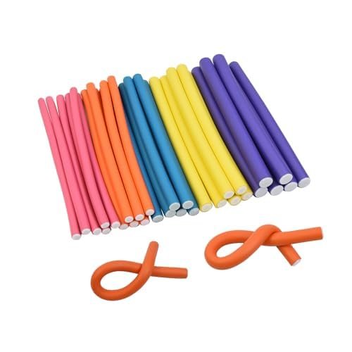 30 Pieces Flexi Curling Rods No Heat Hair Curlers Rod 9.45 Inch Hair Curlers for Medium and Long Hair (5 Colors)