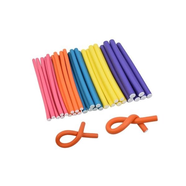 30 Pieces Flexi Curling Rods No Heat Hair Curlers Rod 9.45 Inch Hair Curlers for Medium and Long Hair (5 Colors)