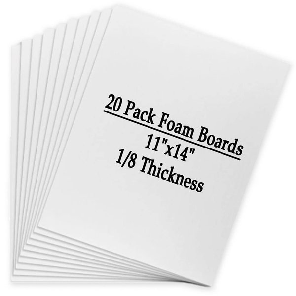 Acrux7 20 Pack Foam Boards 11"x14" Foam Core Backing Board 1/8" Thickness Foam Poster Boards for Projects, School, Crafts, Office & Art Projects