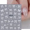 Bow Nail Stickers for Nail Art Bow Nail Decals 3PCS Self-Adhesive 5D Embossed White Pink Bow Tie Nail Art Design Stickers Supplies Gel Nail Stickers for Women Girls DIY Manicure Nail Art Decorations