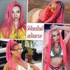 Pink Braiding Hair Pre-Stretched 32inch 3 Packs Braiding hair Extensions Synthetic Crochet Braids, Hot Water Setting Professional Soft Yaki Texture. (32inch(3Packs),Pink#)