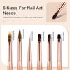 6Pcs Nail Art Brush Set - Nail Design Tool Including Nail Liner Brush, Ombre Brush, Nail Gel Polish Painting Brush Drawing Pen for Home Use and Professional Nail Salon