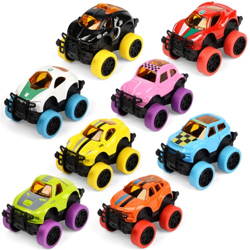 Neureyte 8 Pack Mini Monster Truck for Boys and Girls,Die-Cast Monster Trucks for Kids Party Favors,Pull Back Monster Trucks Toy Vehicles Set for Cake Toppers