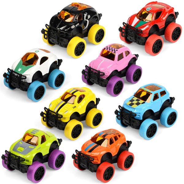 Neureyte 8 Pack Mini Monster Truck for Boys and Girls,Die-Cast Monster Trucks for Kids Party Favors,Pull Back Monster Trucks Toy Vehicles Set for Cake Toppers