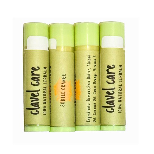 Clavel Care Organic Lip Balm - Long-Lasting Moisturizer for Dry & Cracked Lips | Enriched with Natural Oils | Infused with Vitamin E | Preservative-Free (4 Pack)