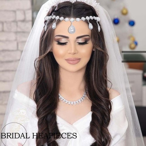 Florry Wedding Head Chain Rhinestone Bridal Headpiece Silver Crystal Headbands Chain Costume Head Pieces African Head Jewelry for Women and Girls