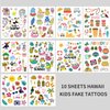 Hawaiian Temporary Tattoos, Luau Themed Fake Tattoos for Kids, 10Sheets Summer Pool Tropical Beach Waterproof Temporary Tattoo Stickers Summer Party Decorations Supplies for Kids and Adults