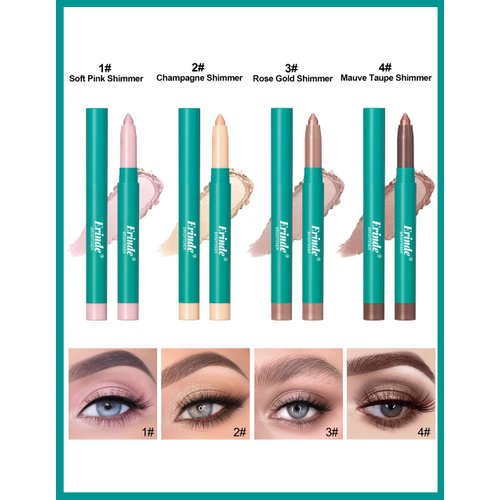 Erinde 4 Colors Eyeshadow Stick, Eye Brightener Stick, Shimmer Creamy Eye Shadow Makeup, Long Lasting Waterproof Glitter Highlighter Eye Liner Pencil Set
