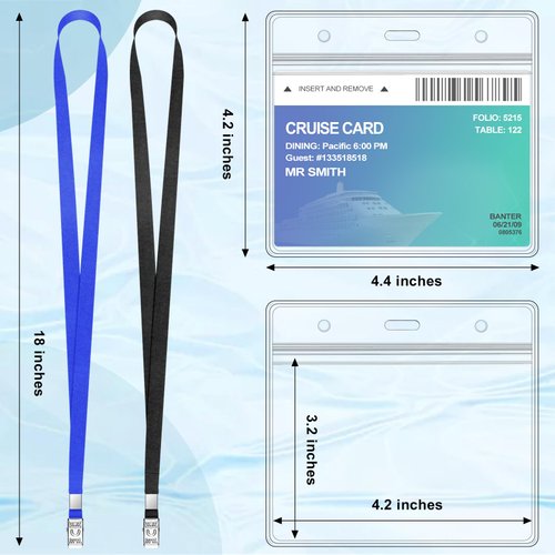 50 Pack Clear Plastic Horizontal Name Tag Badge Holder 4×3 Inches and 50 Pack Black Lanyard Waterproof Name Tag Holder with Lanyard for Adults Kids Office School