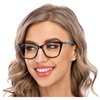 AQWANO Stylish Cat Eye Computer Reading Glasses Women Oversized Designer Blue Light Block Eyeglasses Readers Anti UV400 Eyestrain with Sping Hinge, Black 2.0