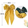 VRbeatter Girls' Classic Hair Bow Big Bow Hair Clips Solid Color Bowknot Hairpin Barrette with Long Silky Satin, Handmade（Yellow,Green,Pink,Khaki）
