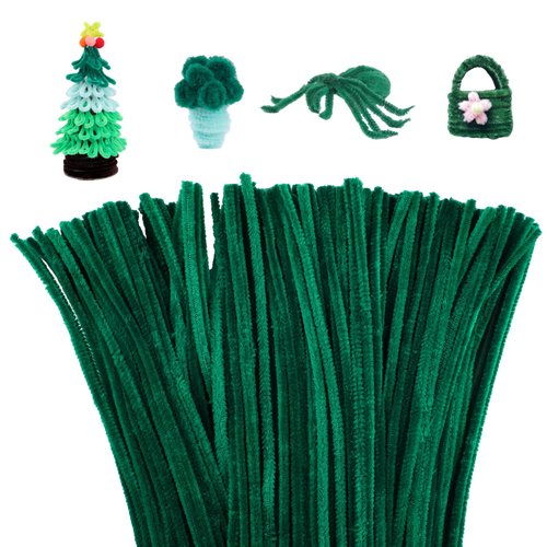 Mnuizu 200pcs Pipe Cleaners,Pipe Cleaners Chenille Stems for Craft, Fuzzy Sticks Christmas Craft Supplies for DIY Art & Creative Crafts Decorations（Dark Green）