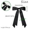 3Pcs Silky Satin Hair Bow Clips for Women Girls | Black Beige Pink Bows for Hair with Long Tail | Hair Ribbon Ponytail Holder Accessories | Cute Bow Hair Clips for Women Girls Toddlers Teens Kids