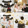 YEOCU 70th Birthday Decorations, Happy Birthday Banner with Honeycomb Balls, Gifts Hanging Swirl Streamers, Circle Dots Garland - Happy Birthday Party Decorations for Women Men (Black and Gold, 70th)