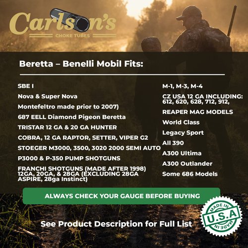 CARLSON'S Choke Tubes 12 Gauge Compatible for Beretta Benelli Mobil [ Skeet | 0.720 Diameter ] Stainless Steel | Blued Sporting Clays Choke Tube | Made in USA