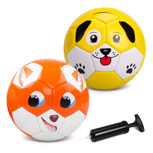 Paokoo Pack of 2 Soccer Balls for Toddlers 1-3, Size 2 Soft Toddler Soccer Ball Gifts, Baby Soccer Ball Toys for Kids 3-5 Year Old Girls Boys First Birthday Gift