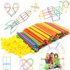 RAINBOW TOYFROG Straw Constructor Toys Stem Building Toys - 300 Pcs Straw Connectors Toy Building Sets Kids Toys for Boys & Girls - Straw Building Set Engineering Kit - Autism Toys STEM Games