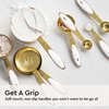 White & Gold Measuring Cups and Spoons Set - Cute 8PC Stainless Steel with Silicone Handle Kitchen Accessories