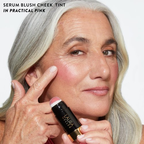 LAURA GELLER NEW YORK Serum Staples Soothing Blush + Lip Duo - Serum Blush Cheek Tint, Practical Pink + Jelly Balm Lip Serum, There She Rose