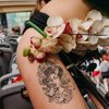 Oottati 6 Sheets Arm Waterproof Temporary Tattoos Geisha Women Half Devil Prajna Koi Carp Lotus Flower