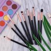 Docolor Eyeshadow Brushes Professional Eye Makeup Brushes Set Eyeshadow Eyeliner Concealer Eyebrow Blending Brushes Eye Make Up Brush Kit with Gift Box (10 Pcs,Black with Rose Gold,Wooden Handles)