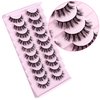 DSLONG 10 Pairs Cluster Lashes D Curl Russian Strip Lashes Fluffy False Eyelashes Individual Natural Wispy Lashes DIY Eyelashes Extension At Home